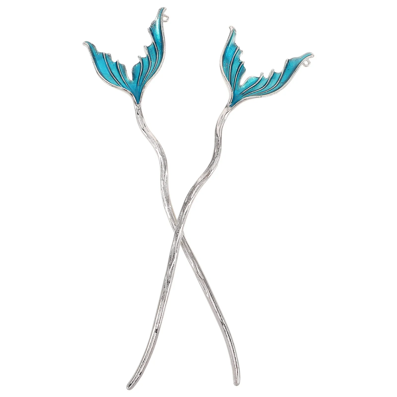

2Pcs Chinese Style Hairpins Women Irregular Fishtail Design Alloy Hair Sticks for Buns Hanfu Hair Accessories Travel Friendly