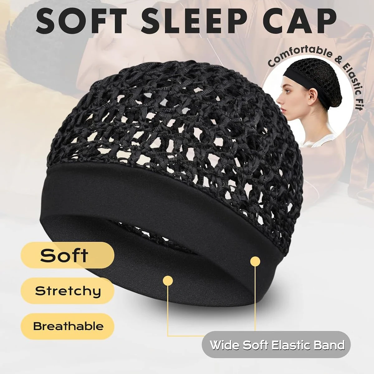 1pc Stretchy Hair Net Cap, Sleep Hair Net Head Cover, Protective Hairnet For Long Straight/Curly Wigs