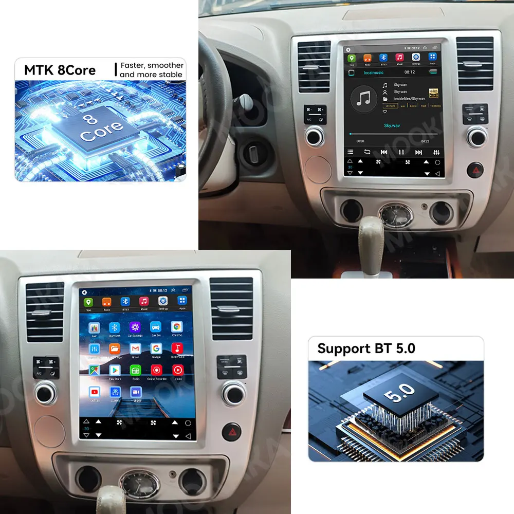 

12,1-дюймовый мультимедийный экран Android 13, для Infiniti QX56 2008-2010, Nissan Armada, беспроводной Carplay, автомобильный радиоприемник, стерео видеоплеер, GPS