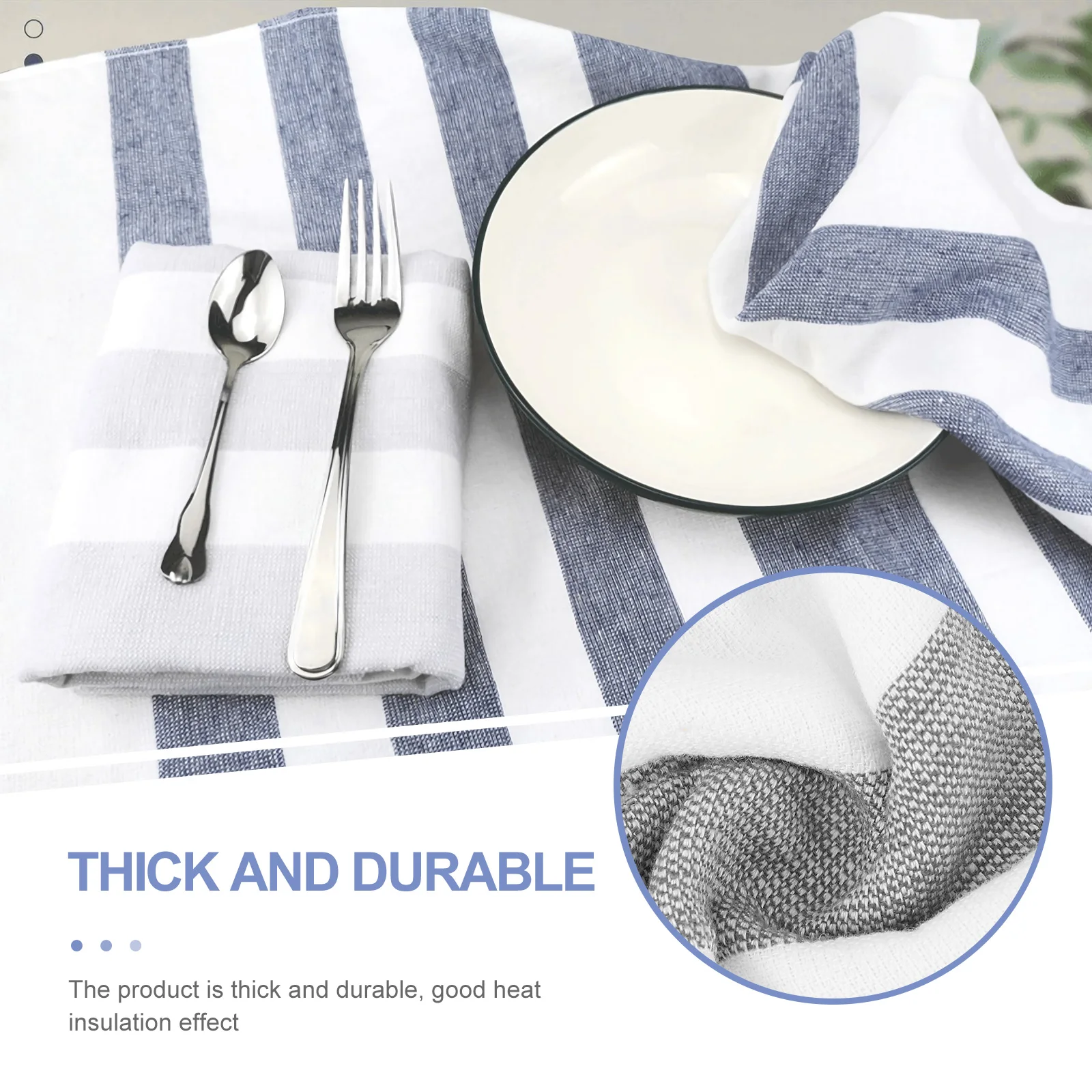 

2pcs Reusable Premium Cotton Dishcloths Household Cleaning Cloths Kitchen Duster Towels Striped Design Absorbent Supple Grey