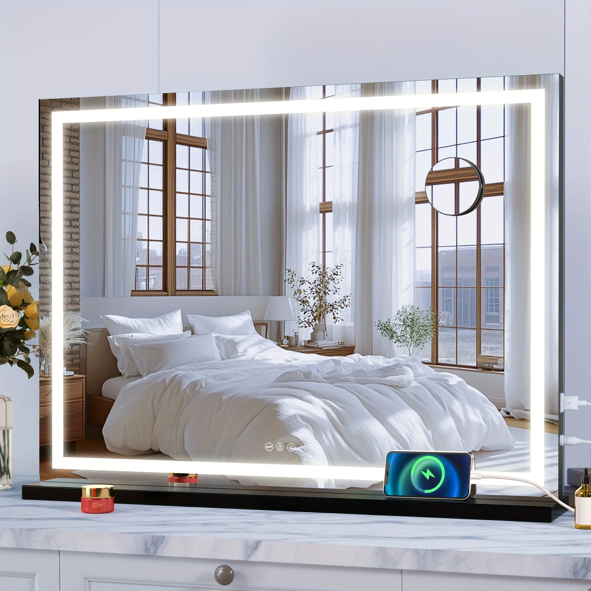 

Power 3 Color Dimmable led Makeup Mirror