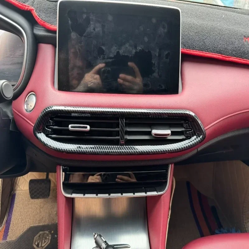 LHD RHD For MG HS 2018-2023 ABS carbonfiber Car Center Console Air Condition Outlet middle AC Vent Frame Cover Trim Accessories