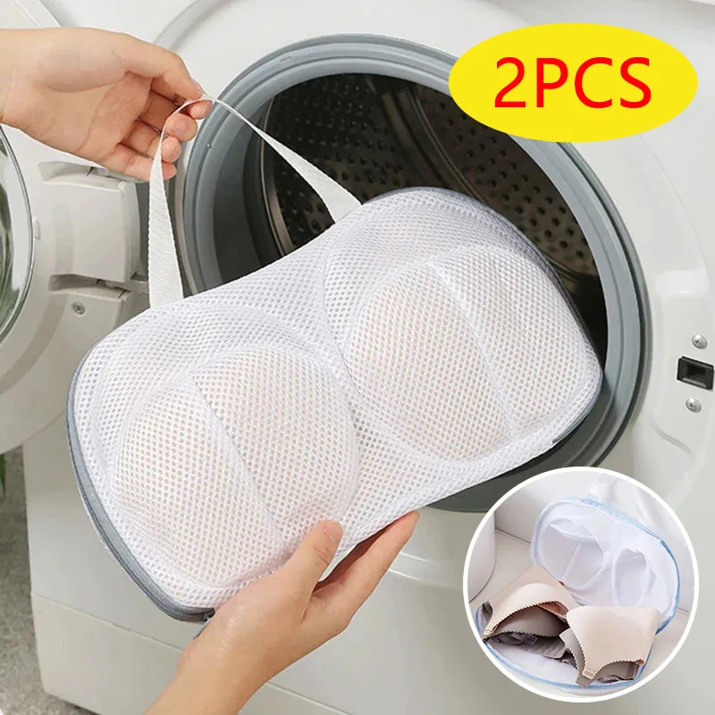 Bolsa de lavandería para sujetador, bolsa de limpieza para sujetador, paquete de lavado de ropa interior, bolsa de lavado de bolsillo de malla antideformación para lavadora, 2 uds.