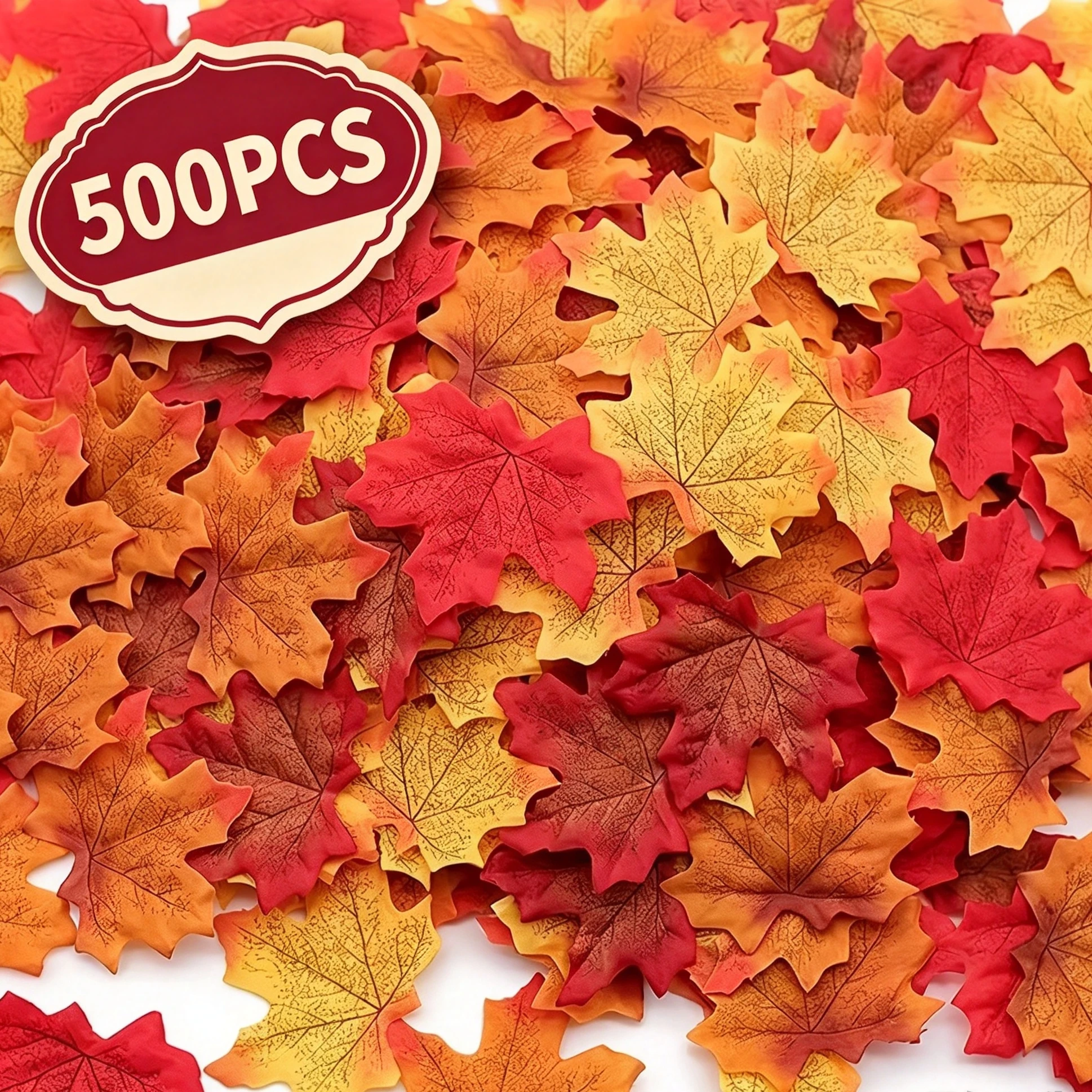 500pcs Artificial Plants Autumn Silk Maple Leaves Outdoor Wedding Garden Party Festival Home Table Scrapbook Backdrop DIY Decora