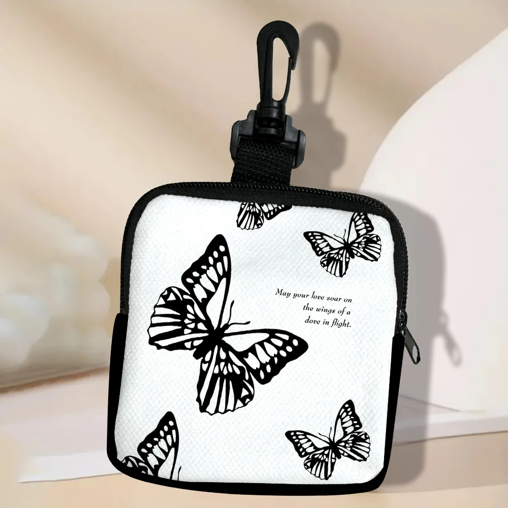 Black And White Animals Fashion Zipper Coin Purse Credit Card Holder Mini Change Purse with Change Bag Short Wallet Gift 6.6