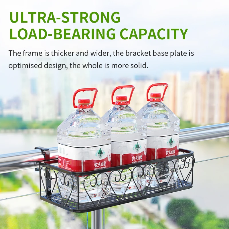 Plant Stand Shelves Balcony Flower Pot Rack Hanging Guardrail Succulent Flower Railing Shelf