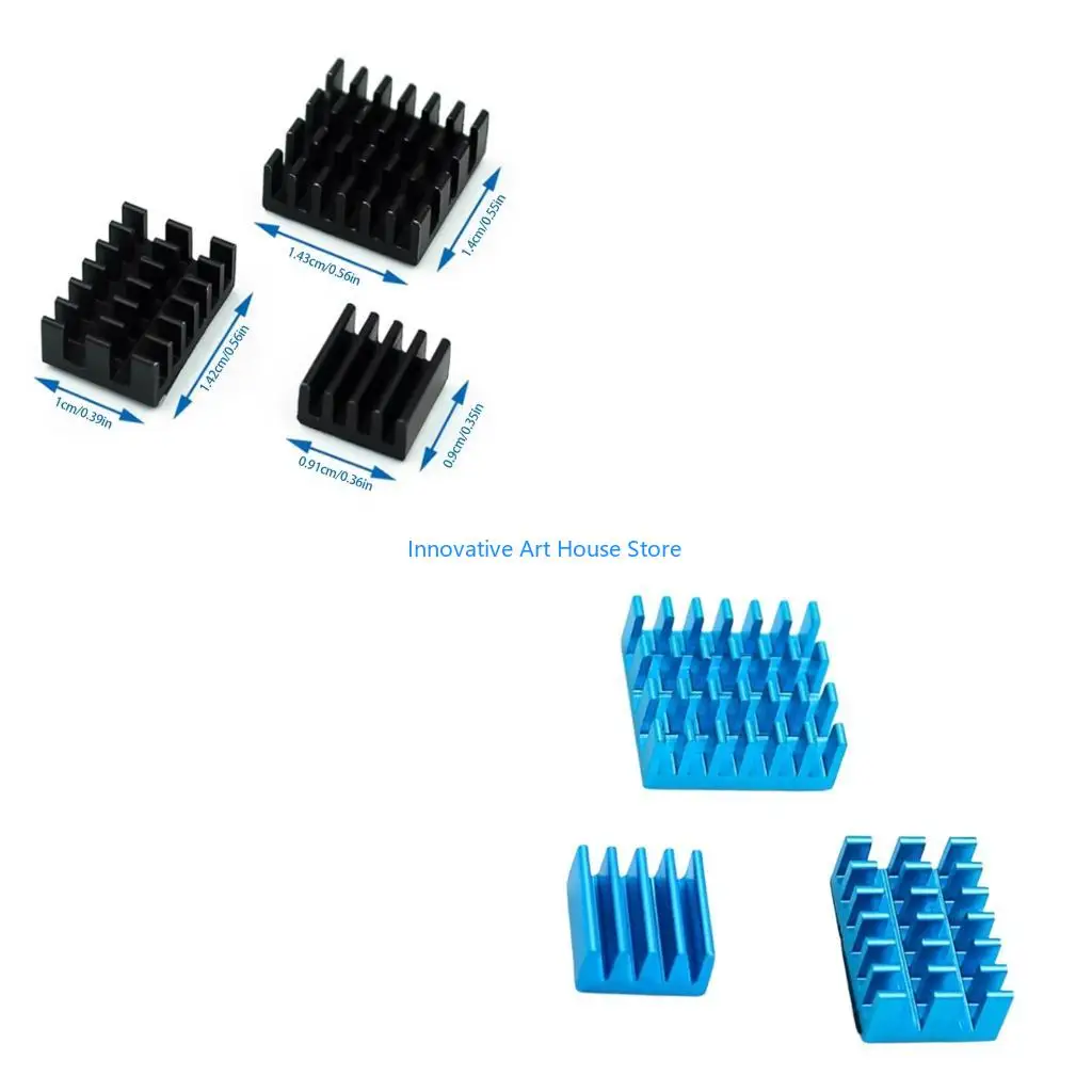 E1PC Chip Heat Sink Set for Single-Board Computer , 3 Piece Aluminum Board Cooling Parts with Adhesive Backing for DIY Users