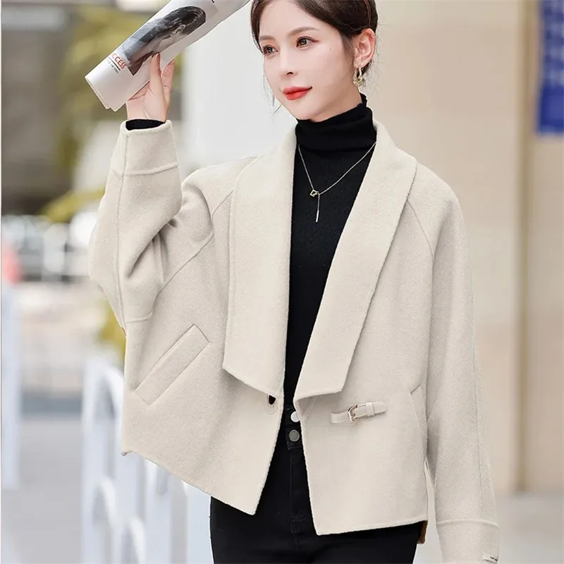 

Женское шерстяное пальто ort Thiened, новое зимнее пальто в стиле ретро с воротником на одной пуговице, корейское пальто с прямой трубкой pe