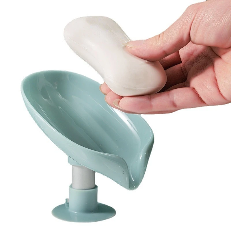 Portable Anti-slip Soap Holder Leaf Shape Bathroom Shower Soap Dish Kitchen Drain Sink Sponge Storage Rack Suction Cup Tray