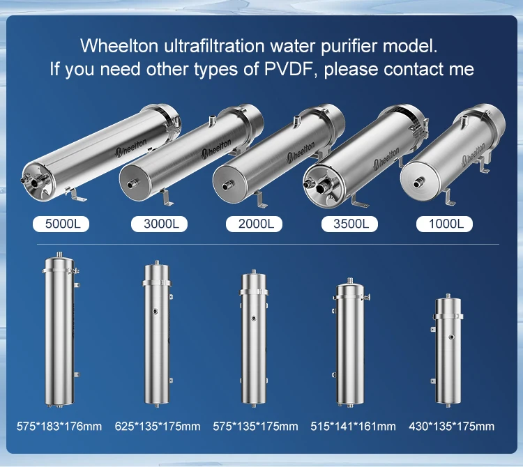 Wheelton PVDF UF 3500L/H Wasserreiniger für das ganze Haus, Ultrafiltrationsfilter, 0,01 µm Filtration, SUS304, Trinkwasser – Detail 3