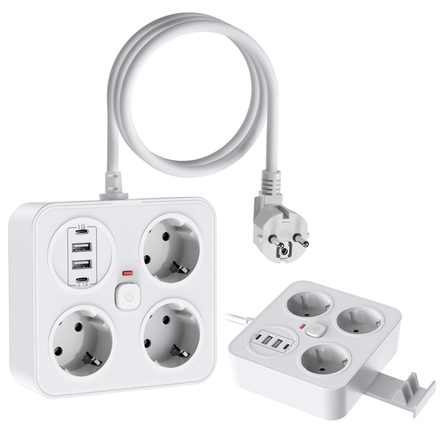 EU Plug Multitap Socket 2M Extension Cord Electrical Outlets with 4 USB Fast Charging Network Filter Power Strip with switch