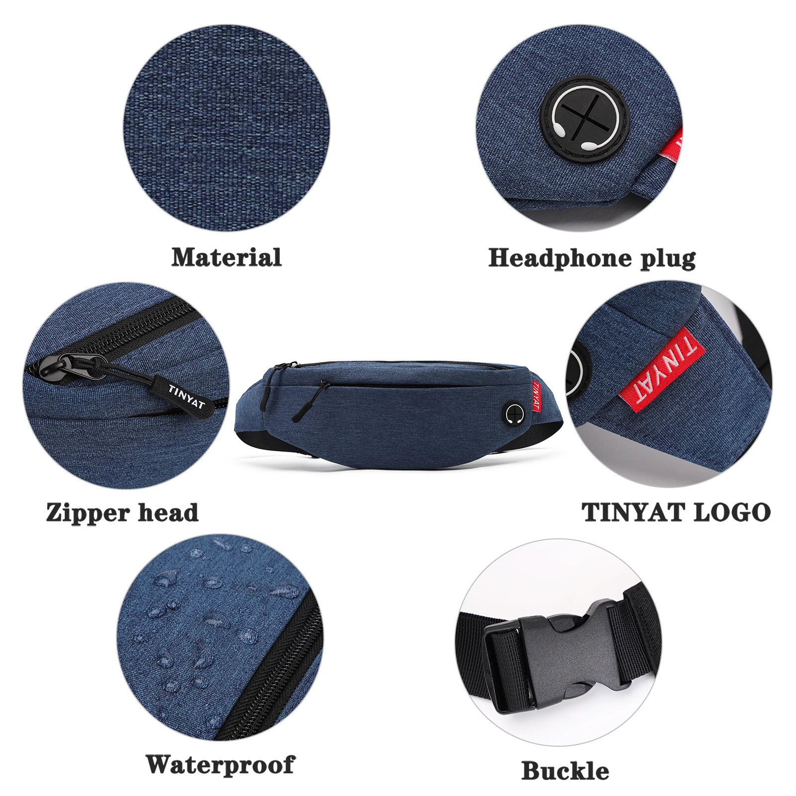 TINYAT Men Waist Bag Pack Purse Casual Large Phone Belt Bag Pouch Women's Canvas Travel Phone Bag Fanny Banana Bag Hip 4 Pockets images - 6