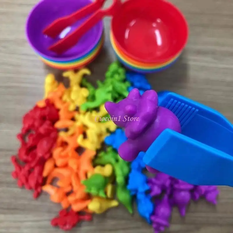 Y1UB 어린이를위한 레인보우 컬러 매칭 장난감 수학 교육 장난감 보드 게임 학습 소품 유치원 어린이 파인 모터 기술 장난감