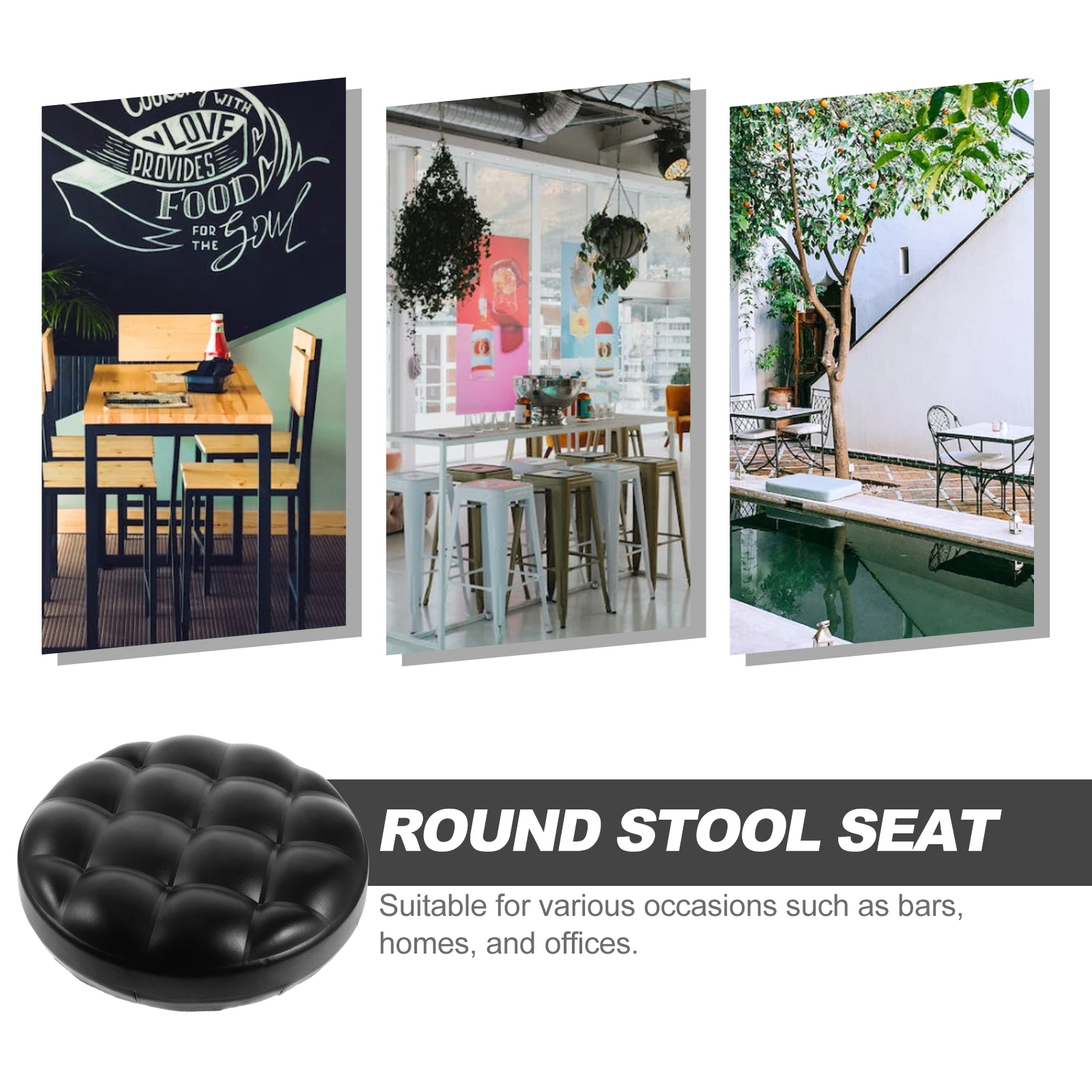 

Round Bar Stool Seat Replacement Padded PU Cover Comfortable for Home Office Bars Counter Chair Surface