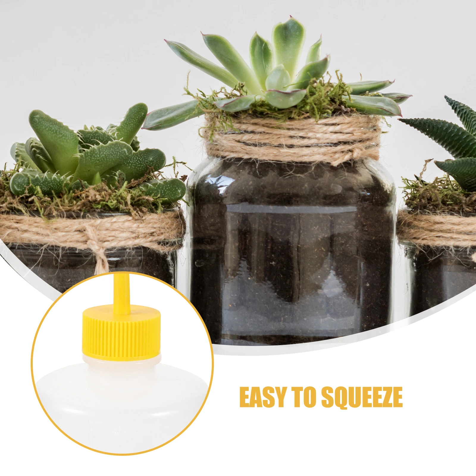 

2Pcs Curved Mouth Wash Bottle Squeeze Yellow Plastic Watering Gardening Accessories For Home Plant Succulent Leaking Proof