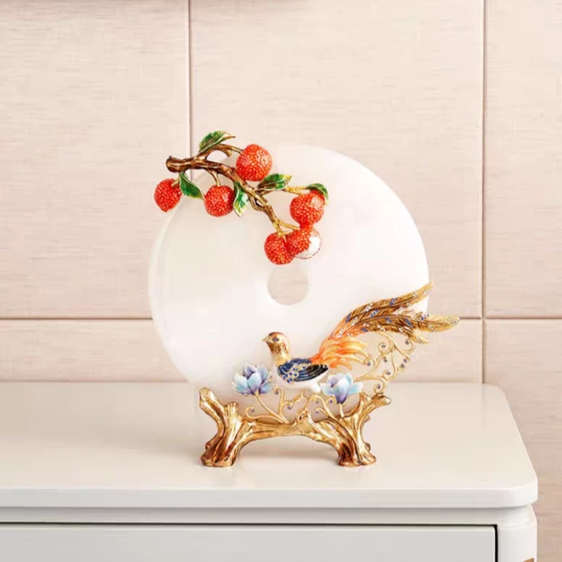 High-end good luck Ping An buckle ornament jade enamel color living room entrance home decoration
