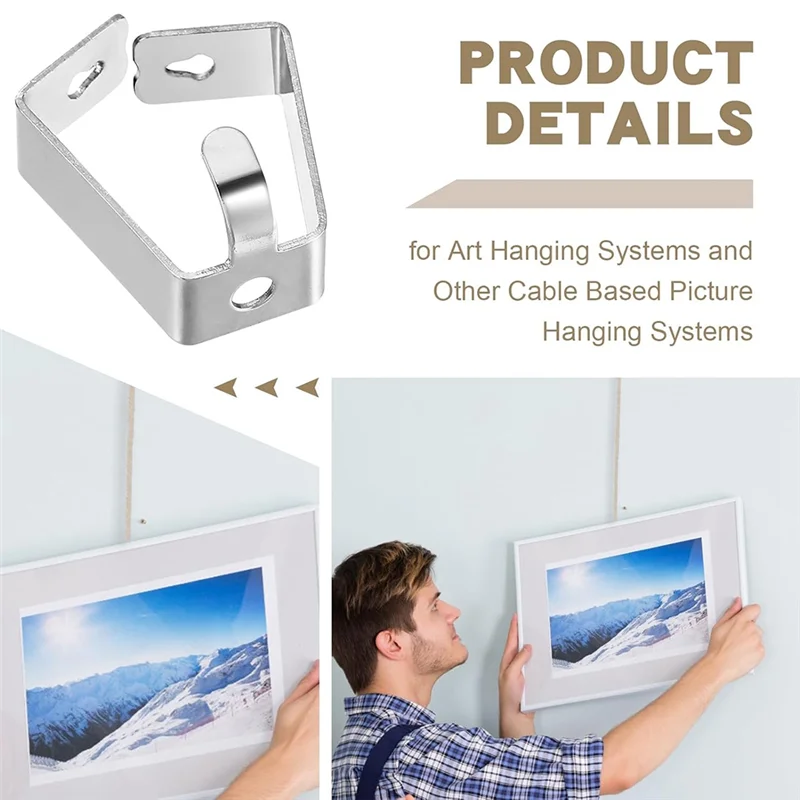 ABAE-20er-Pack verstellbare Haken zum Aufhängen von Bildern, Schienen-Aufhänger, Haken für Kunst-Aufhängesysteme und andere Bildausstellungssysteme