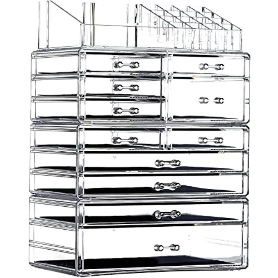 

4 Pack Clear Skincare Organizer for VanityStackable Make Up Organizer Cute Cosmetic Organizer for Vanity Jewelry Hair Clip Beau