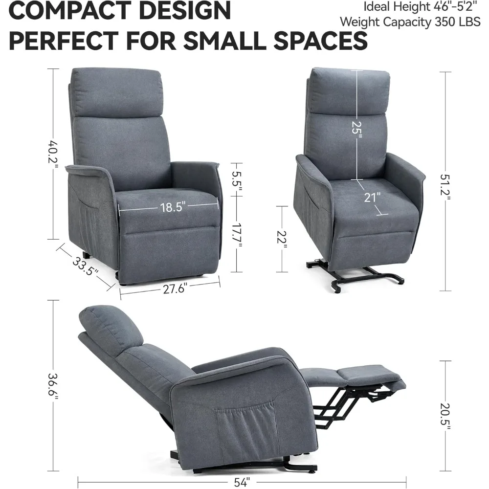 Power Lift Recliner Chair with Massage and Heat for Petite Elderly, Small Lift Chair with Side Pocket Remote Control
