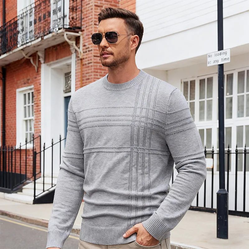 Autunno Inverno Tinta unita O-Collo Maglione che tocca il fondo da uomo Stretch Caldo maglione lavorato a maglia retrò Uomo Top intimo slim fit di alta qualità