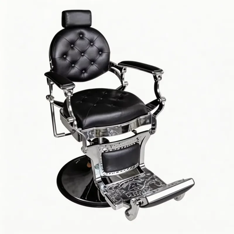 Adjustable Hydraulic Chair Full Black Leather Barber Chair for Men Hairdressing Styling Beauty Equipment Professional
