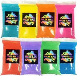 Holi Colored Powder - 1 lb pack - Pink, Red, Orange, Yellow, Green, Teal, Blue, Purple - For Toss, Rangoli, Fun Run, War, Party