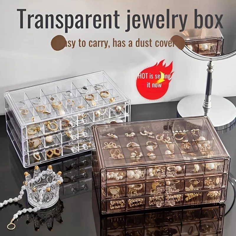 

✨Hot sale✨Separate jewelry box type 72-slot acrylic 3 layers nail polish jewelry box earring box jewelry box