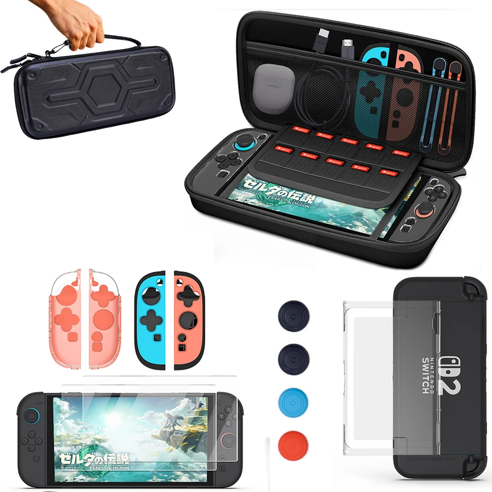 

Hard Carrying Case For Nintendo Switch 2 Game Accessories Travel Shell Shockproof drop-proof Case with 10 Game Cards Slots