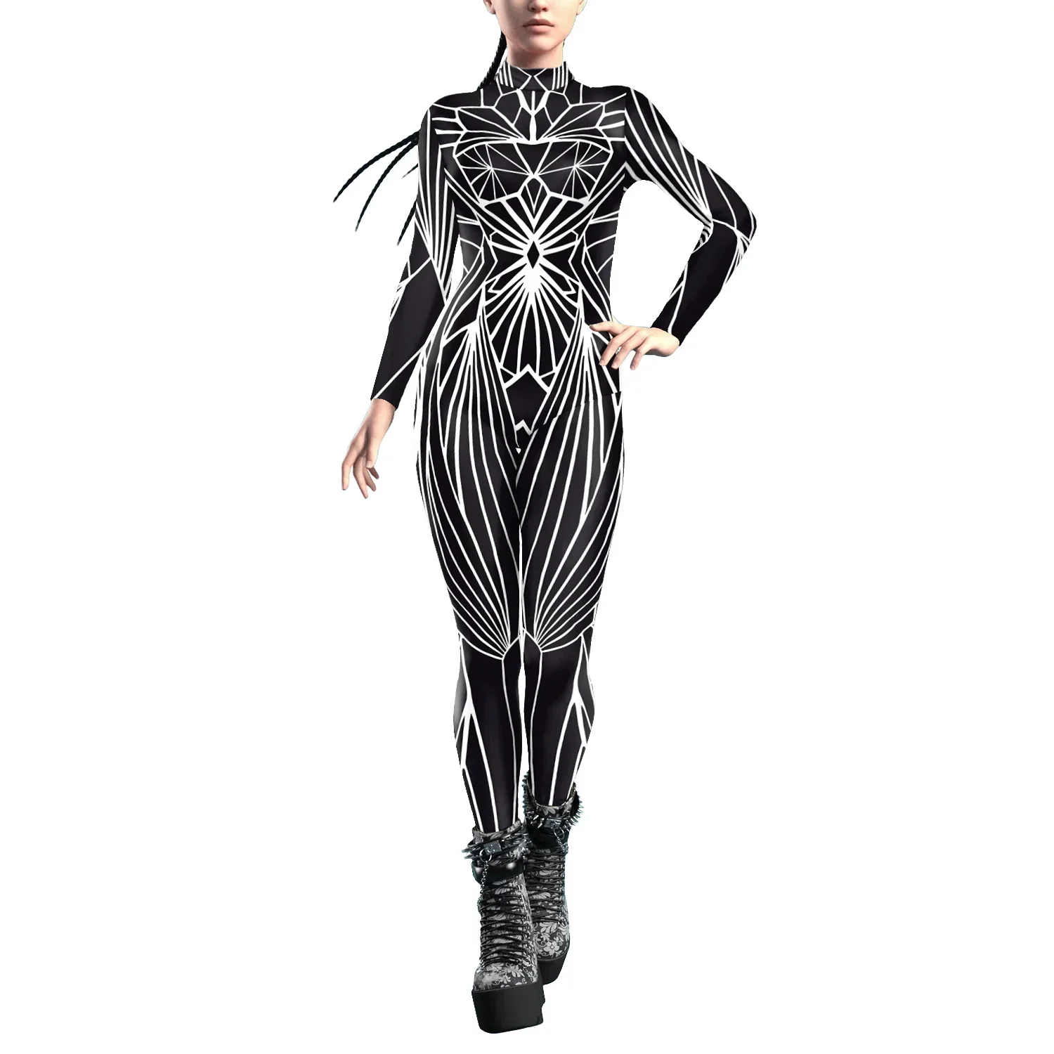 Teanoon Black Crystal Damage Costume Donna Sexy Zentai Body Carnevale Purim Cosplay Tuta Divertenti abiti da festa