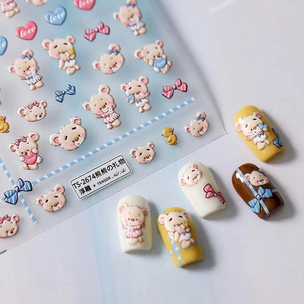 

Cute 3D Relief Bears Self Adhesive Panda Nail Decals Manicure Accessories Nail Decorations Cartoon Nail Stickers