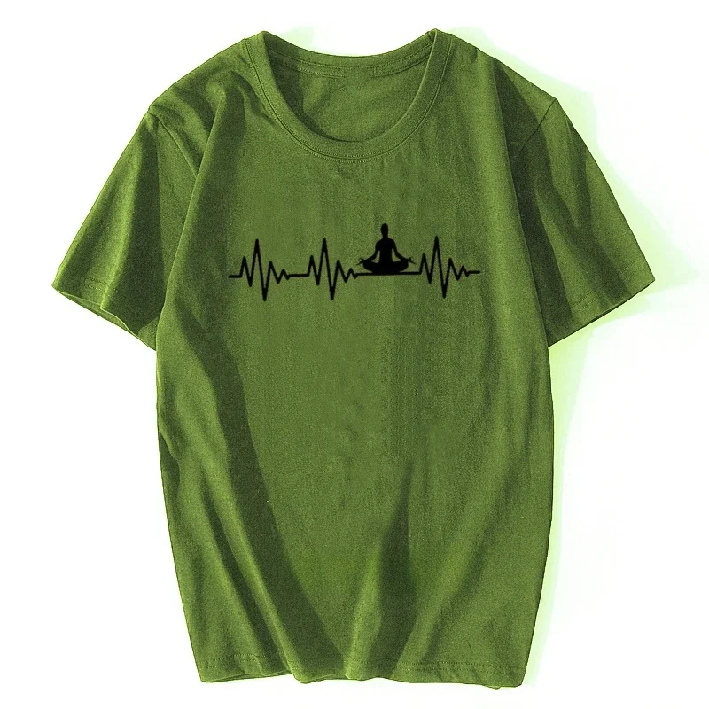 fashion Herzschlag Yoga T-Shirt Ekg Joga Entspannung Wellness Sport Indiennew Fashion Men T Shirt Men 100% Cotton