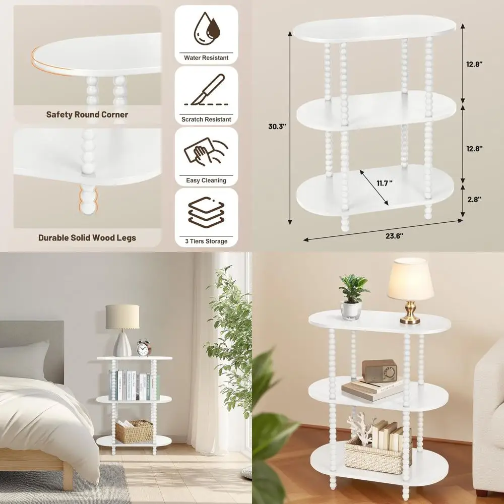 

Компактный трехъярусный деревянный консольный столик, гладкий белый цвет для прихожей, гостиной и спальни