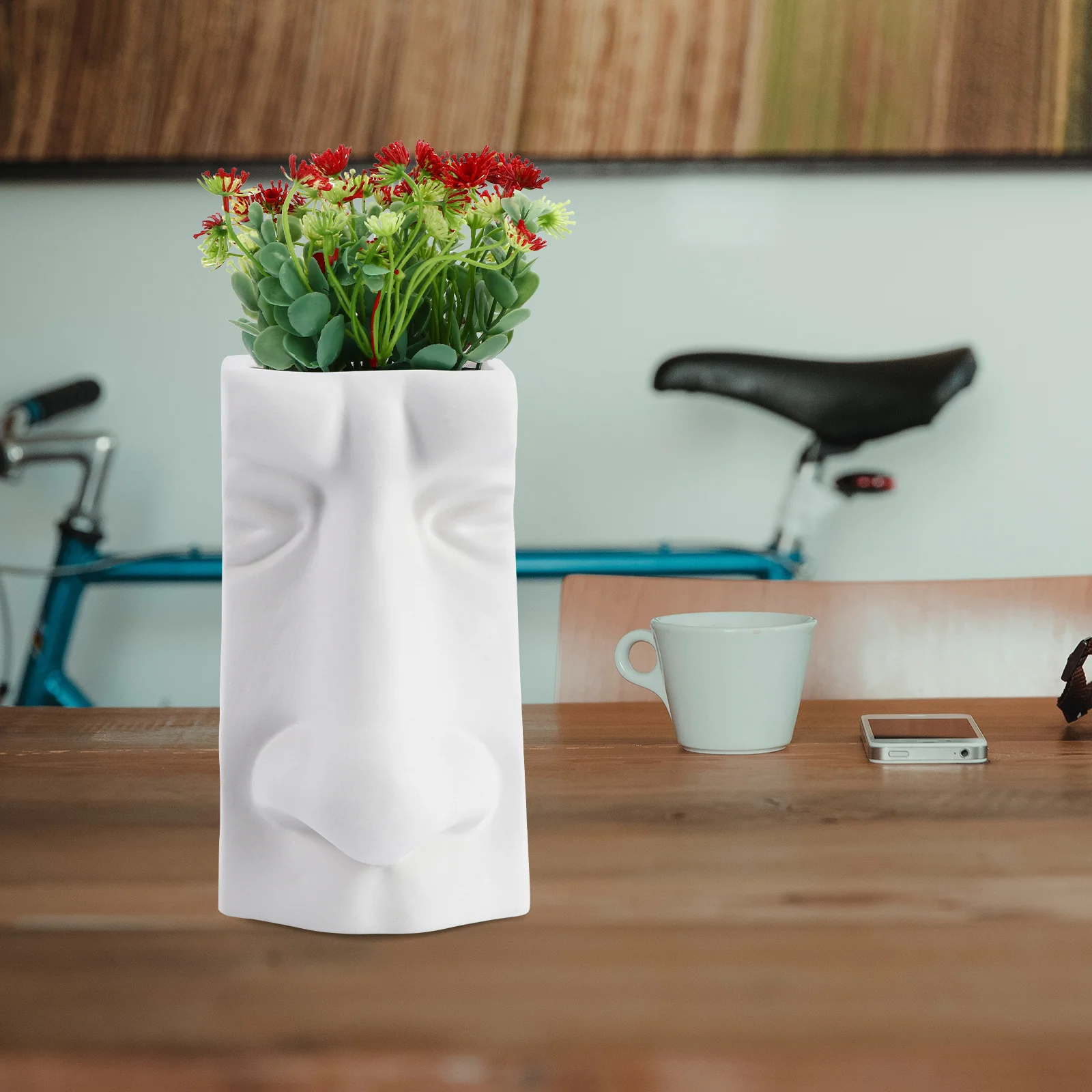 

1Pcs Premium Ceramic Human Face Vase Creative Flower Container for Indoor Decoration Elegant Artistic Vase Dried Flower Vessel