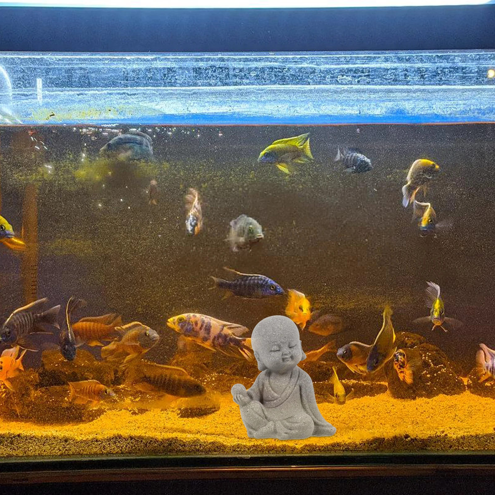 

Small Buddha Statue Fish Tank Decor Mini Monk Statue Aquarium Buddha Ornament Calm Meditation Decoration Traditional Home Decor