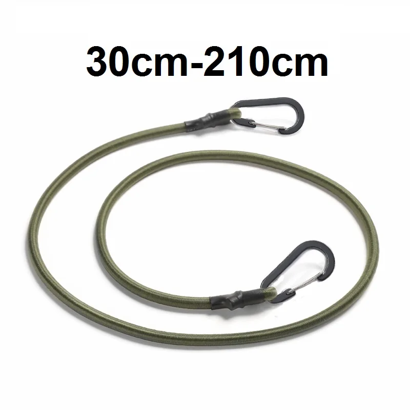 

30-210cm 7mm Packing Ropes Elastic Bungee Cords with Silver Hooks Stretch Lightweight for Bikes Car Luggage Roof Rack Strap