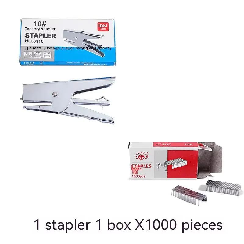 1Set Stapler Genggam Logam Buku Stapler Besar Tanpa Staples Stapler Kertas Staples Gratis Stapler Tanpa Jarum Perlengkapan Sekolah