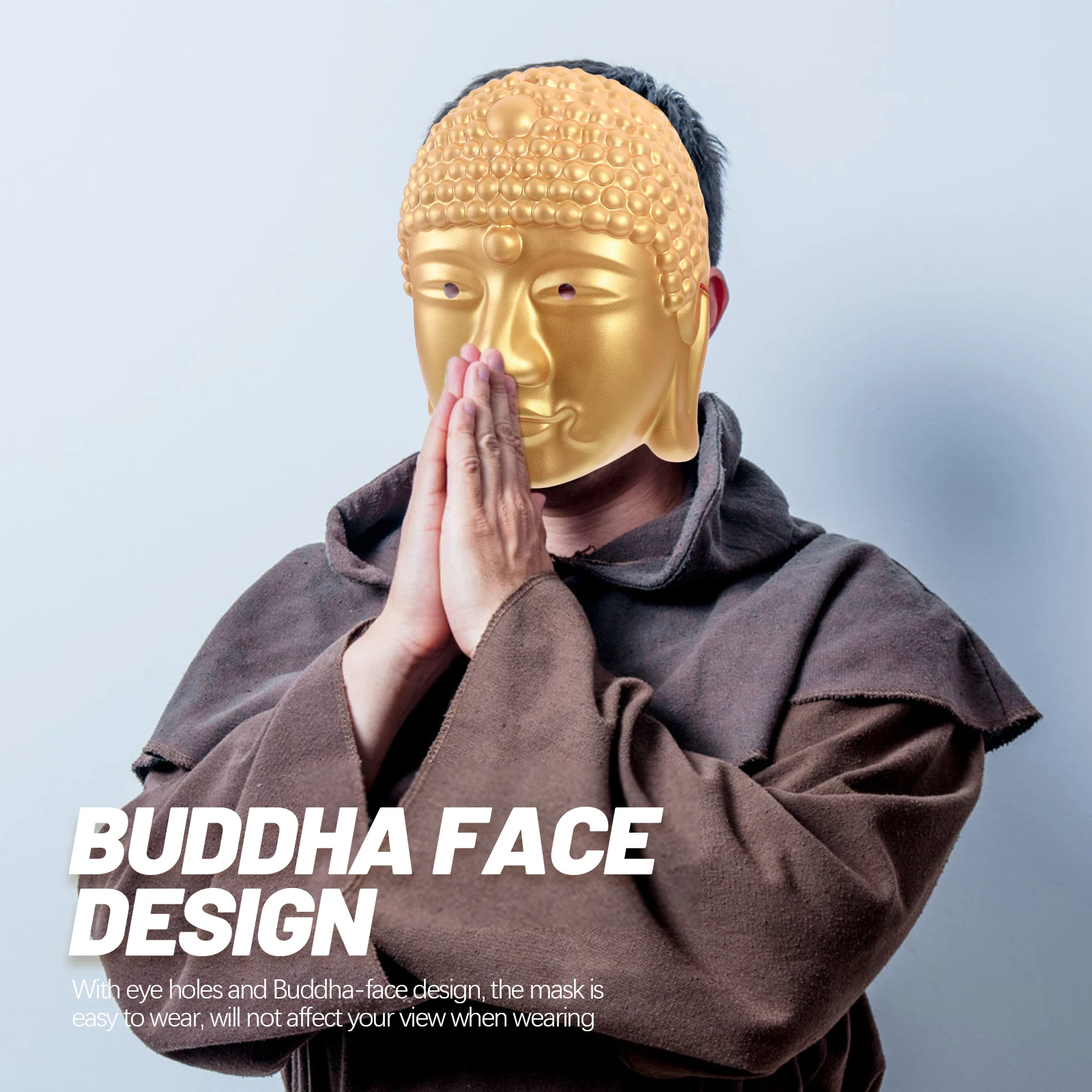 

Buddha Head Mask Party Halloween Face Carnival High Quality Decorative Masks Masquerade Pvc for Costume Man Multi-function