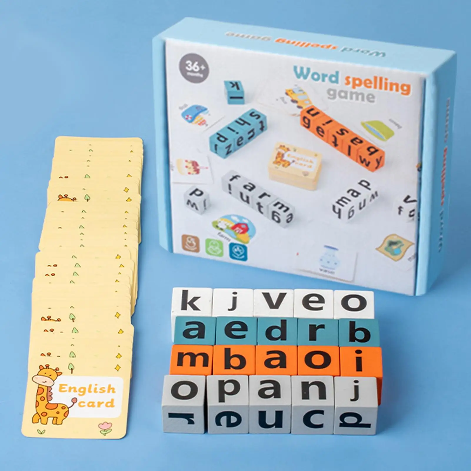 

Wooden Alphabet Spelling Learning Toy Preschool Word Building Game Interactive Educational Gift for Kids Home Kindergarten