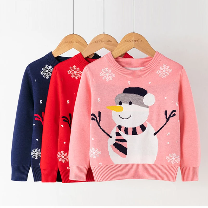 

Cartoon Bear Baby Girls Boys Christmas New Year Gift Winter Autumn Sweater Knitwear Pullover Kid Fashion Party Clothes 1-6 Years