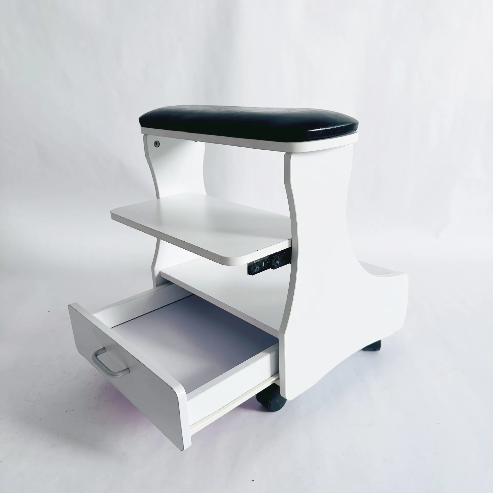 # Patented Leather Foot Rest Bath Basin Storage One-piece With Drawer Wheels Nail Salon Special Tool Cart Black White