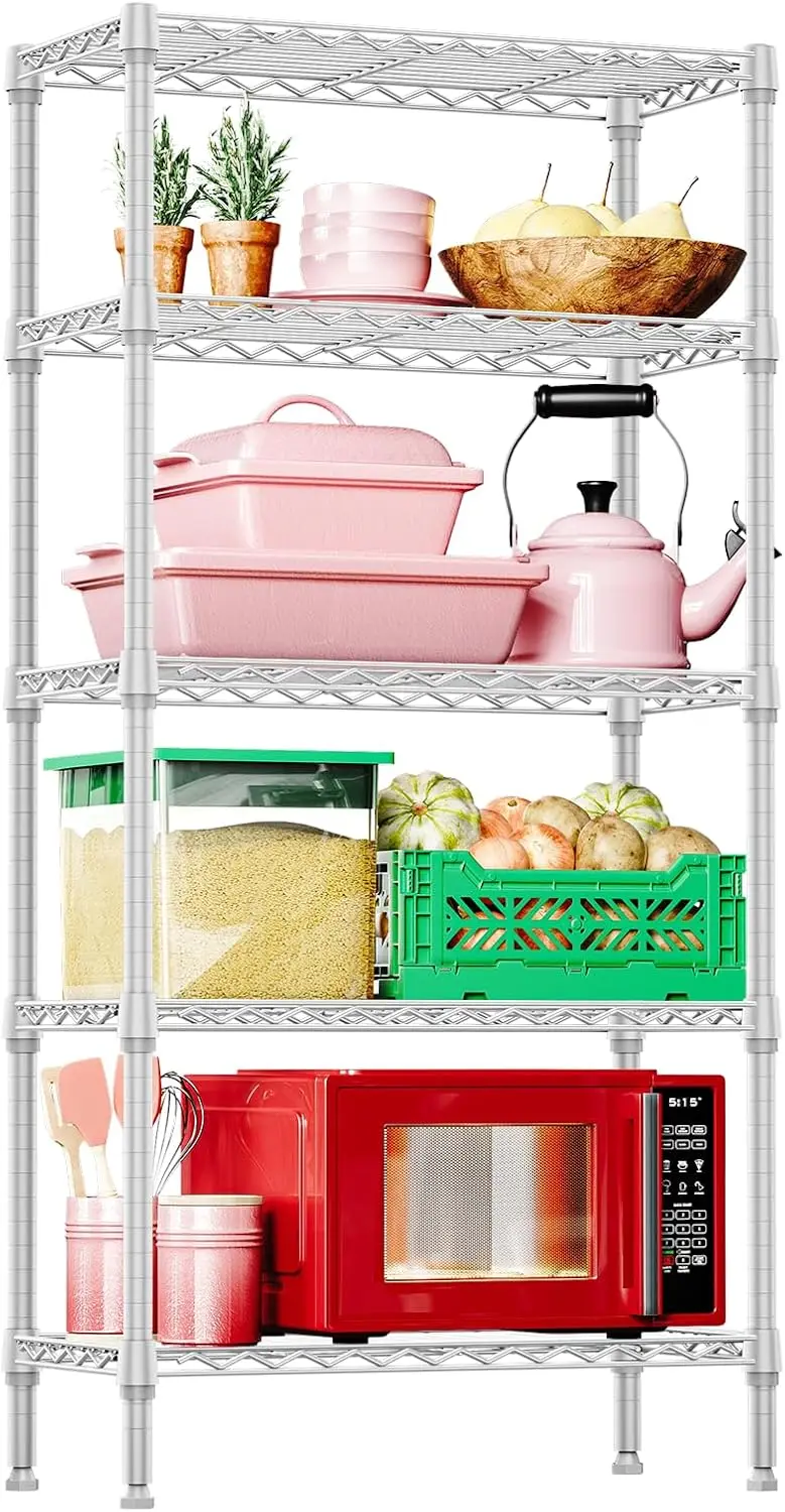 

5-Tier Heavy Duty Metal Storage Shelves, 1250 lbs Capacity, Adjustable Rack for Garage Kitchen Bathroom