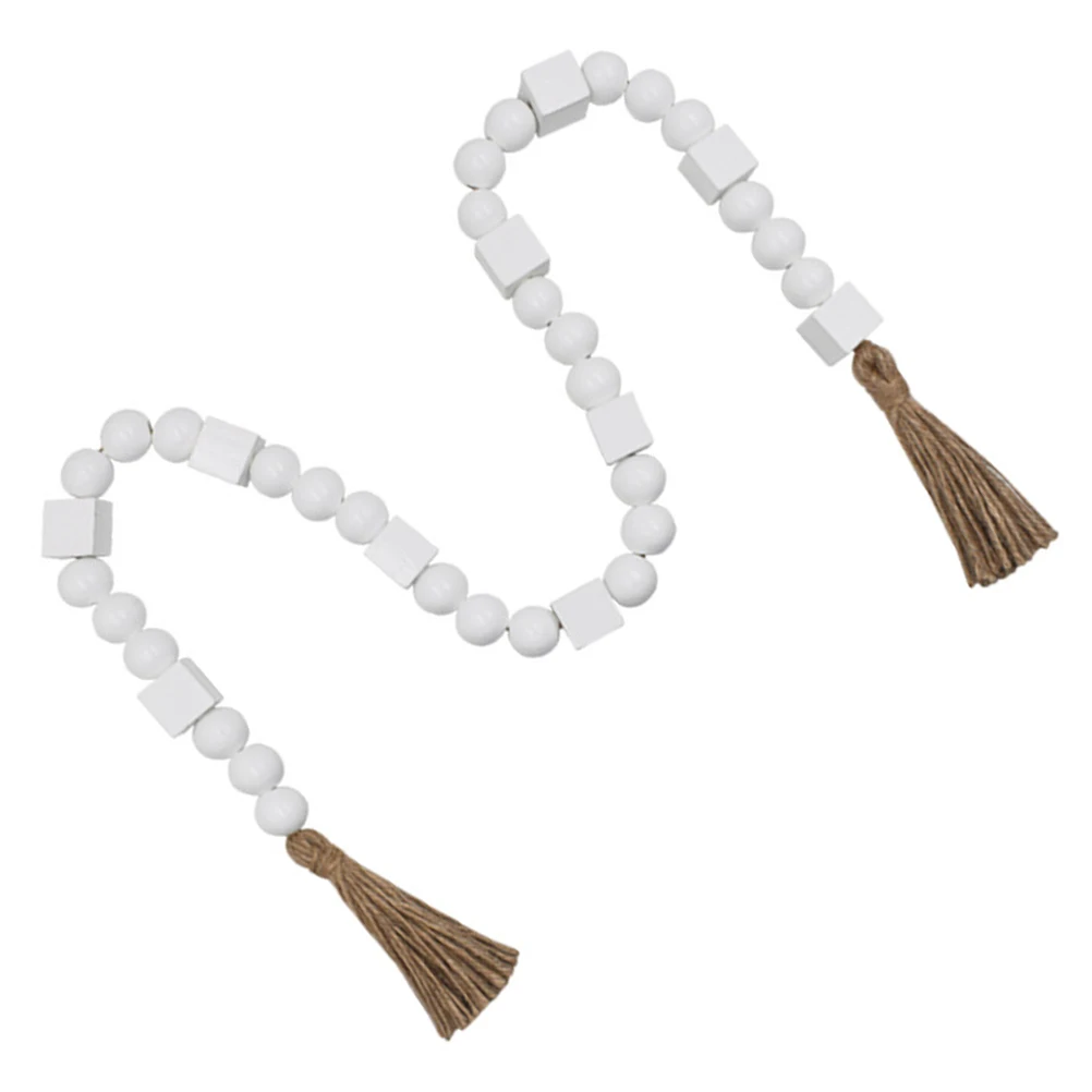 

Hemp Rope Tassel Bead Wooden Beads Hanging Decor Bohemian Home Farmhouse Wall Car Desk nament