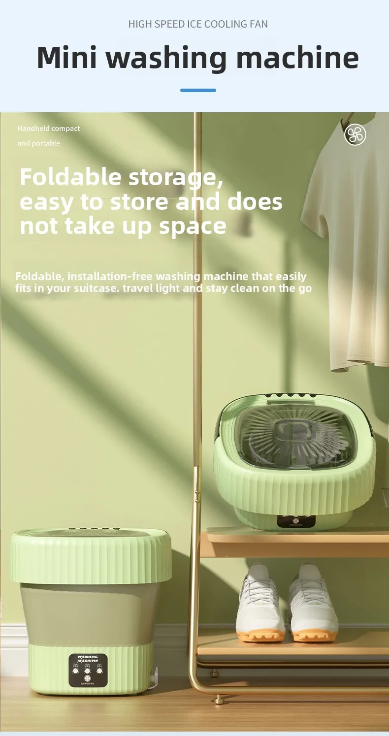 غسالة مدمجة قابلة للطي، غسالة جوارب داخلية موفرة للطاقة أوتوماتيكية مع سلة تصريف #2