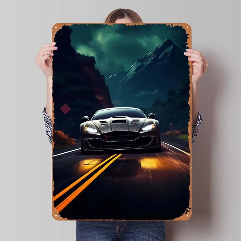 Aston Martin Vantage GT Tin Sign Car Poster Decoration Wall Decor Living Room Vintage Metal Sign Plaque for Wall Art Decoration