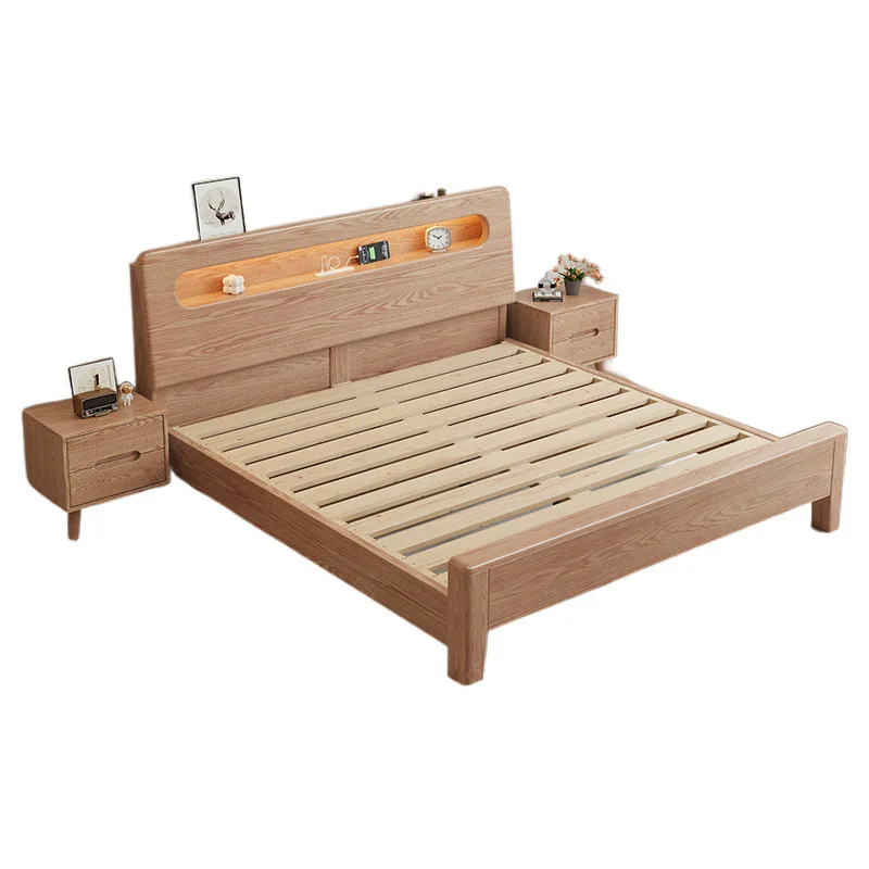 

Nordic style, ash wood, simple, solid wood bed, homestay, hotel, bay window