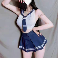 Japanese Student Dress Nightclub Role-playing Seduction Clothing Sexy Open Doll Miniskirt Erotic JK Uniform Pleated Skirt Suit