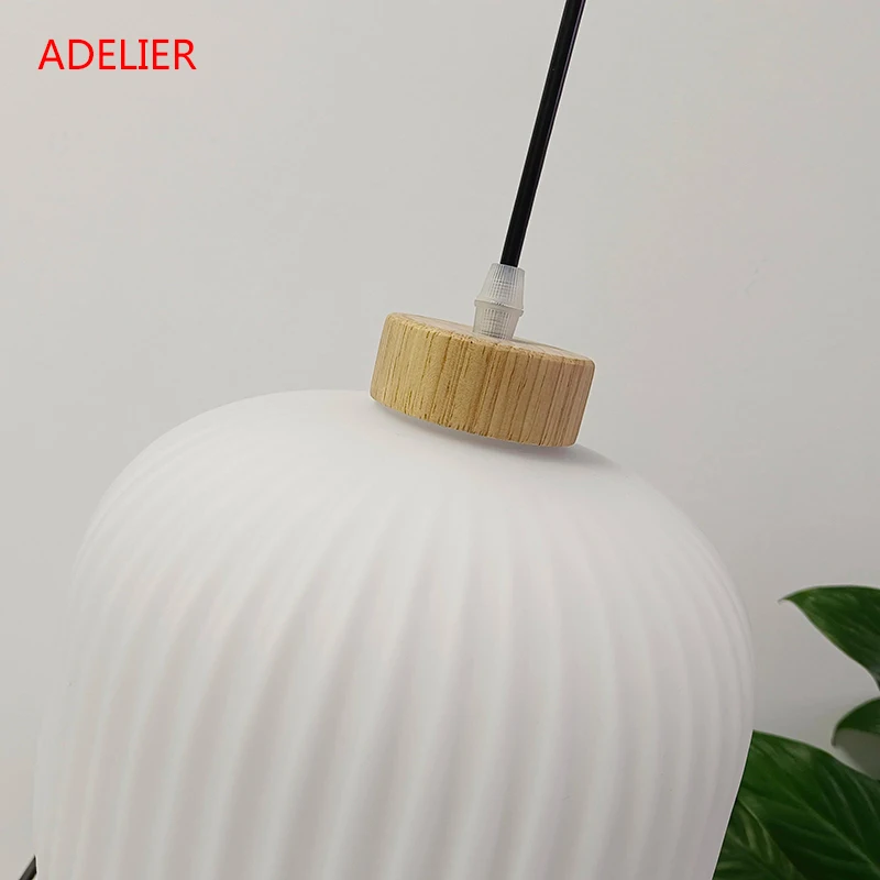 White Glass Pendant Lights Nordic Home Decor Lighting Fixture Kitchen Bedroom Dinning Room Wooded Hanging Lamps - Image 5