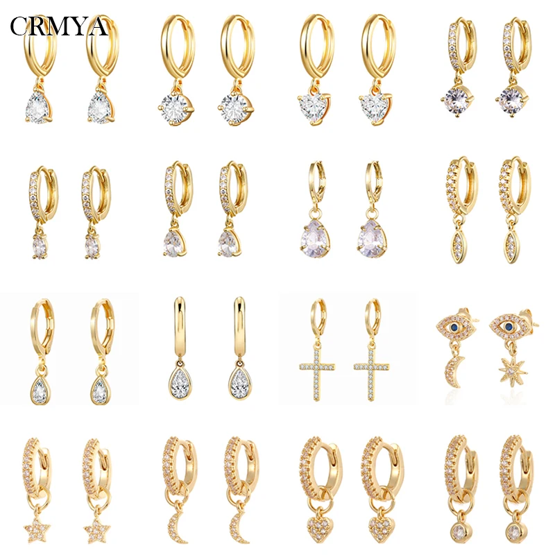 CRMYA Gold Silver Filled Dangle Earrings For Women Vintage Piercing CZ Zircon Drop Earrings 2022 Women Jewelry Wholesale