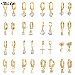 CRMYA Gold Silver Filled Dangle Earrings For Women Vintage Piercing CZ Zircon Drop Earrings 2022 Women Jewelry Wholesale