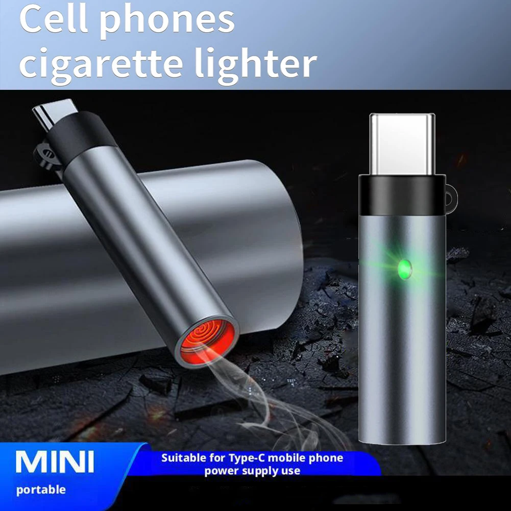

1/2PCS USB Type-C Mini Cigarette Lighter Without Built-In Battery Portable Electric Lighter Small Flameless Windproof Outdoor